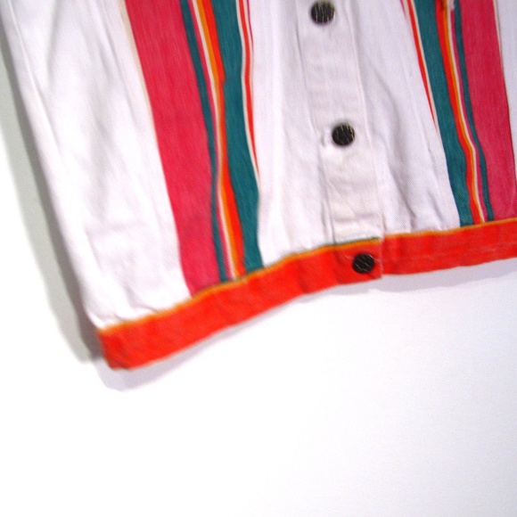 Vintage 90s Sleeveless White Denim Jacket cardi b - Picture 3 of 5